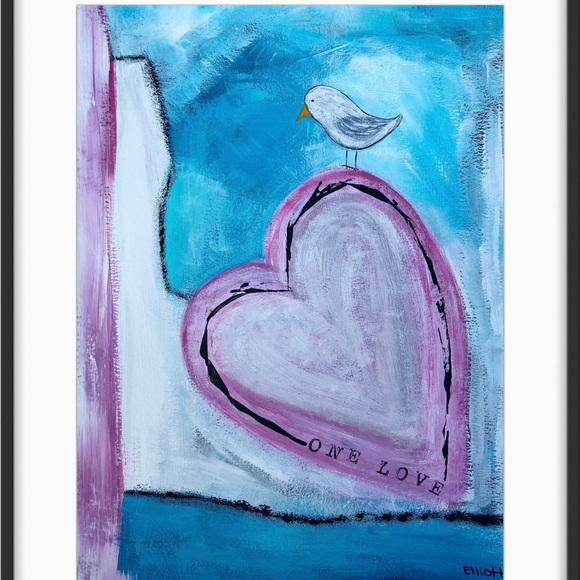 Original One Love Bird Painting 11” x 15” - Picture 5 of 5